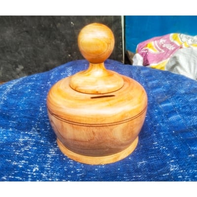 Picture of wooden money bank for saving money - Multicolor
