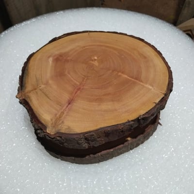 Picture of mahogany Wooden Slice Tea Tray, chopping board - Rustic Tea Tray Made Of Natural Wood, ( 7 inch ) - Multicolor