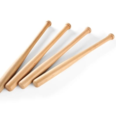 Picture of Wooden Baseball Stand With  Baseball Bats And Wooden Circles Wooden Bat Baseball Stand ( 34 inch ) - Multicolor