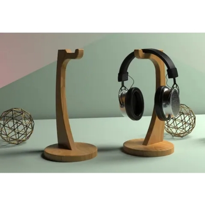 Picture of Wholesale Minimalist Luxury Modern Customised Hanger Aluminium Walnut Wooden Bamboo Headphones Holder Wood Headphone Stand 1 pcs - Multicolor