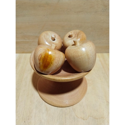 Picture of wooden toys set , Wooden Apple Toy Set 4 Pieces With Tray For Kids' Gift Toys