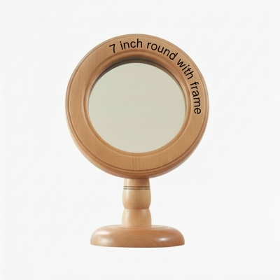 Picture of wooden mirror , wooden makeup mirror ( 7 inch  mirror with frame ) - Multicolor