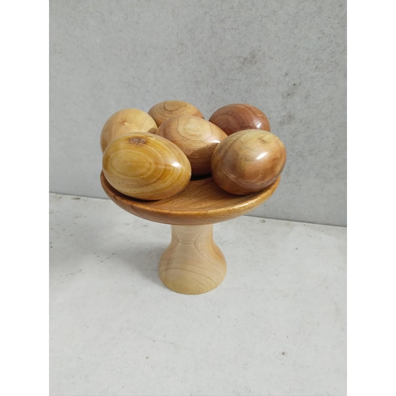 Picture of Wooden baby toys egg set with stand ( 6 pieces egg ) - Multicolor