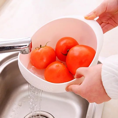 Picture of Multi-Function Plastic Colander Rice Washer Food Strainer - Prep And Serve Bowl Collapsible Kitchen Colander - Multicolor, 8 inch