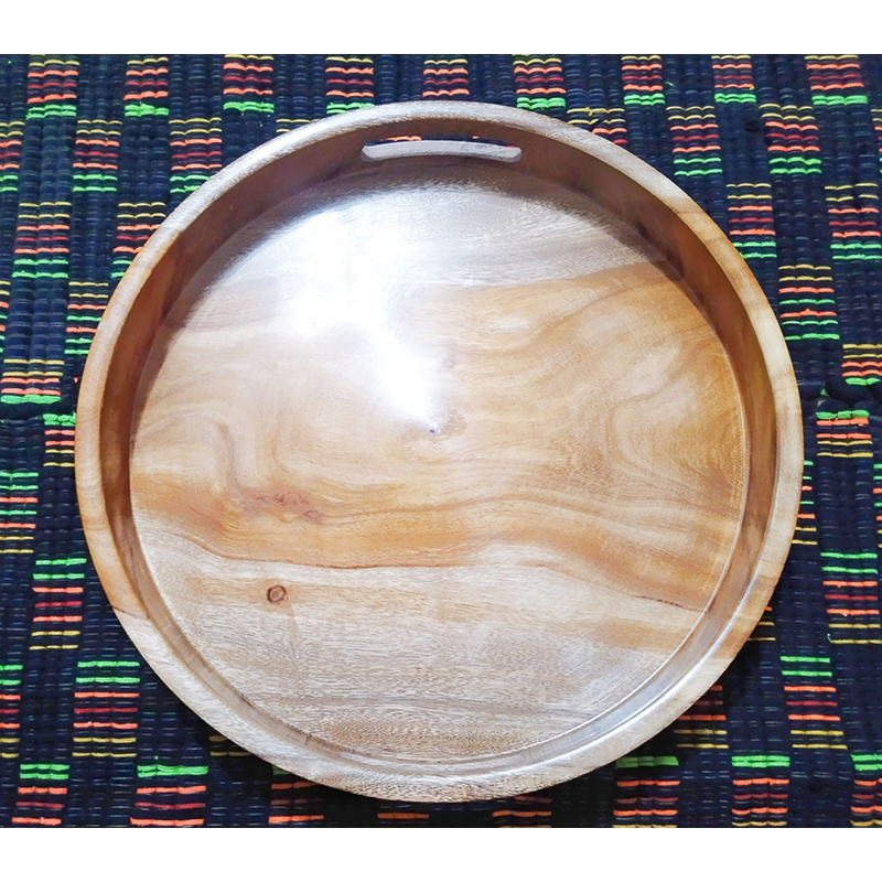 Picture of Hand Made mehuguni  Wooden Round Serving Tray  ( 12 inch round ) - Multicolor