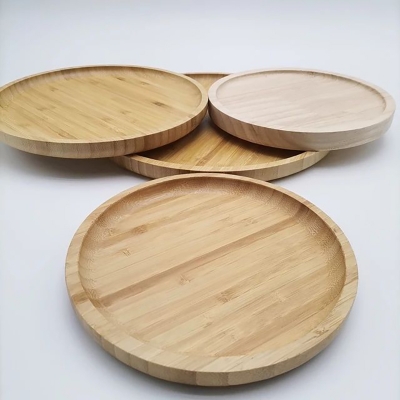 Picture of 12 inch Large Size   Round Deep Wooden tray  Plates Dishes Dinnerware Set hotel restaurant office hone ( without color ) - Multicolor