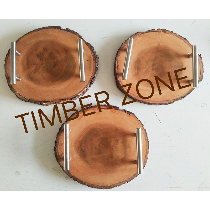 Picture of High Quality Wooden Slice Tea coffee water serving  Tray With Handle - Multicolor