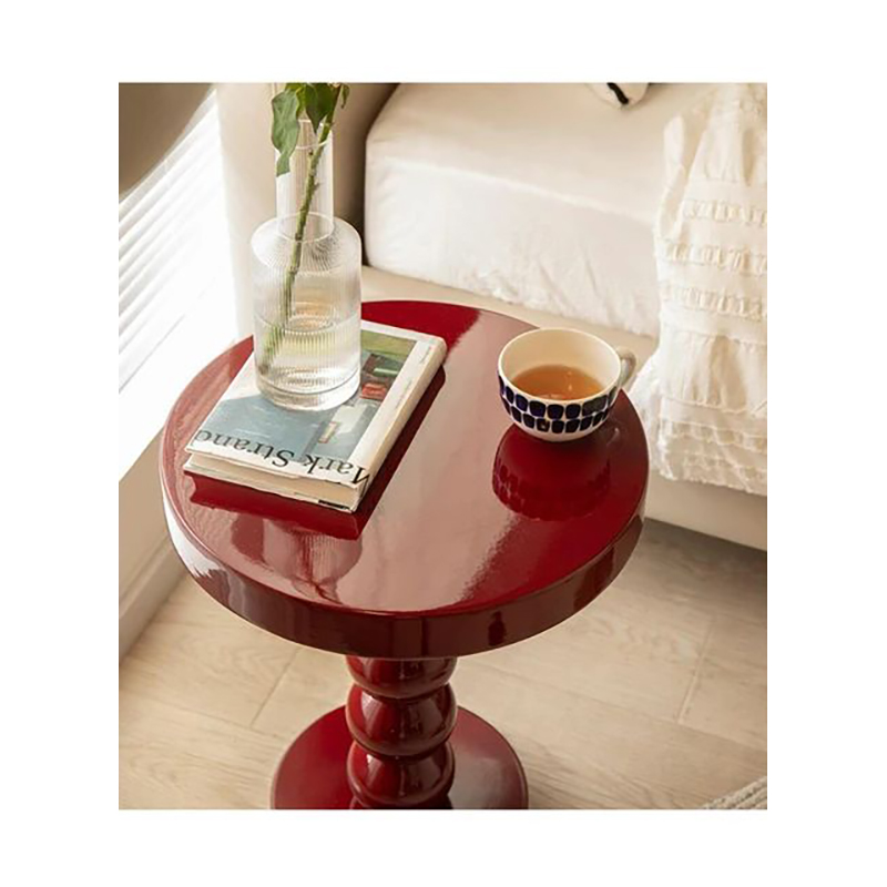 Picture of Nordic sofa side a few home retro solid wood round side table wabi sabi wind small coffee table - Multicolor