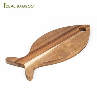 Picture of Narrow Fish Shape chopping board  Eco Friendly Organic Chopping Boards Wooden Cutting Board Kitchen - Multicolor