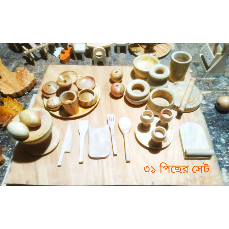 Picture of 31 pcs wooden handmade baby toy set