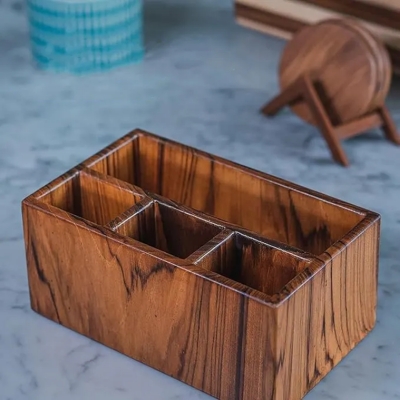 Picture of Multi-purpose Wooden Cutlery Storage Rack, Kitchen, Dining Table Spoon Rack - Multicolor