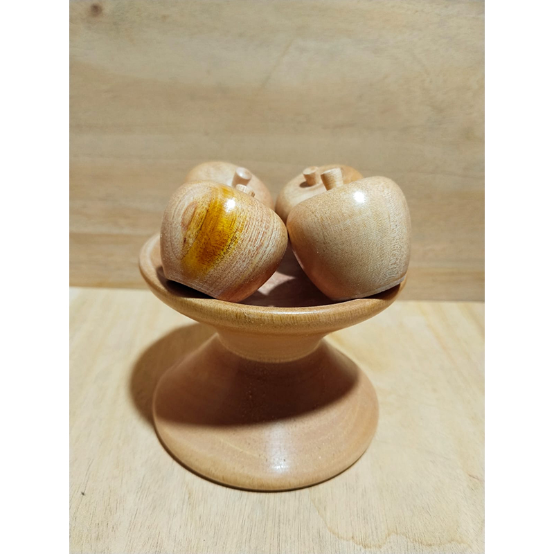 Picture of wooden toys set , Wooden Apple Toy Set 4 Pieces With Tray For Kids' Gift Toys
