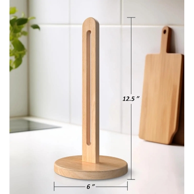 Picture of Solid Wood Multifunction Kitchen Towel Rack Roll Paper Storage Tall Appearance Horizontal Vertical Design for Household Desktop - Multicolor