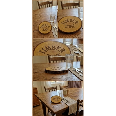 Picture of mahogany wooden slice with bark ( 6 inch ) - Multicolor
