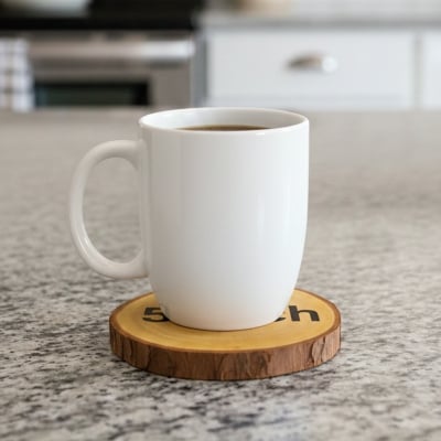 Picture of natural wooden slice with bark ( 5 inch )