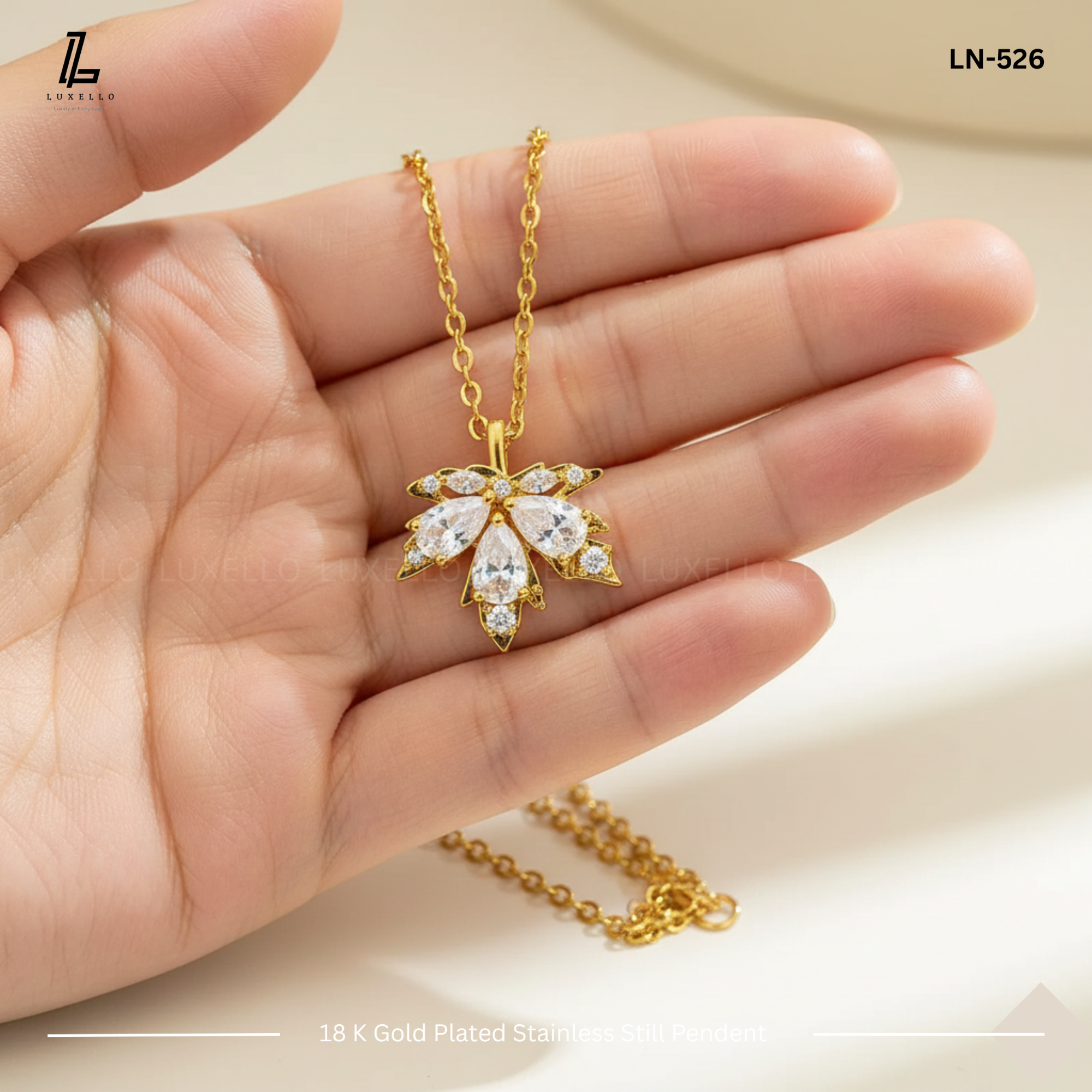 Picture of Maple leaf white Pendant | 2 Years Colour Guaranteed Golden