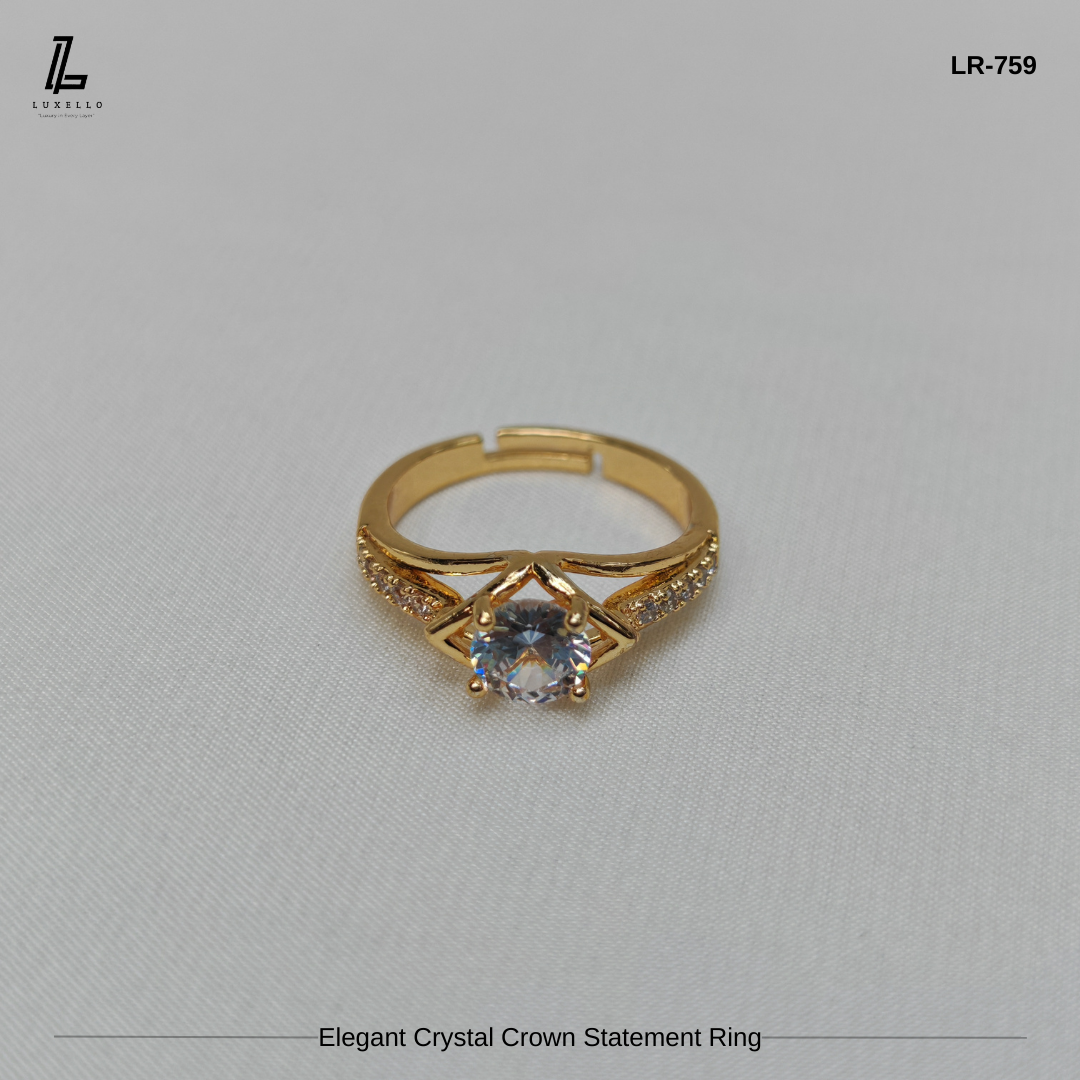 Picture of Elegant Golden Crown Statement Ring | 6 Months Color Guaranteed Golden