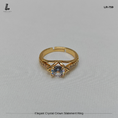 Picture of Elegant Golden Crown Statement Ring | 6 Months Color Guaranteed Golden