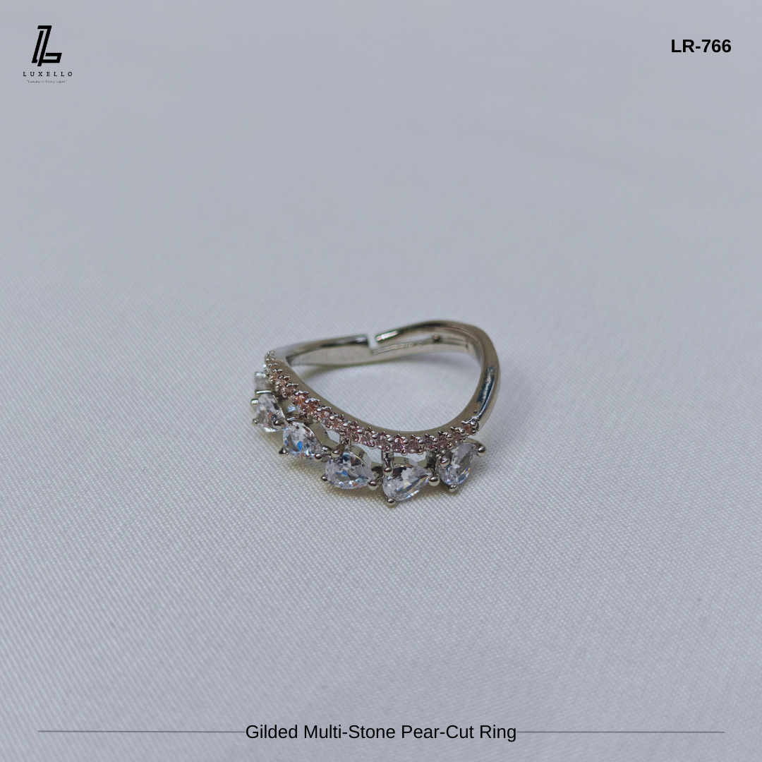 Picture of Silver Pear-Cut Zirconia Statement Ring | 6 Months Color Guaranteed Silver