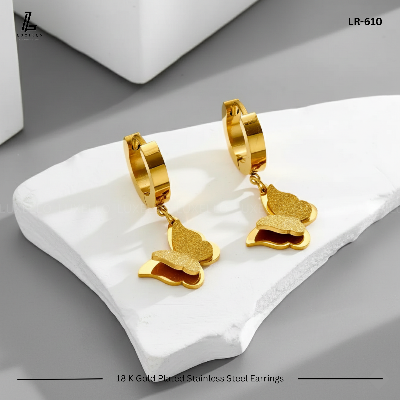 Picture of Butterfly Earrings | 1 Years Color Guaranteed Golden