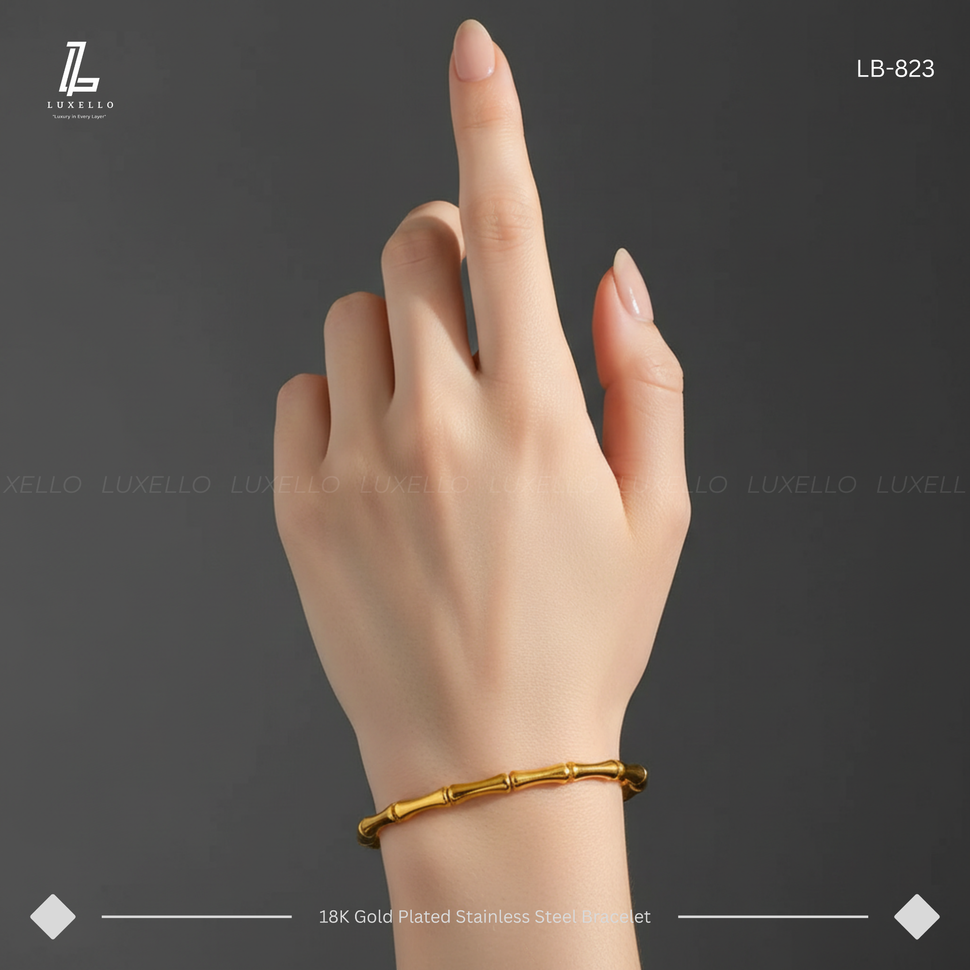 Picture of Bamboo Link Bracelet | 2 Years Color Guaranteed Golden