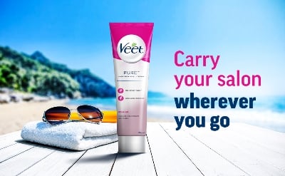 Picture of Veet Pure™ Hair Removal Cream 25g Normal Skin for Body & Legs, Freshest Smell with Organic Aloe Vera and Rose Extract, Dermatologically Tested - Hair Removal 25 gm