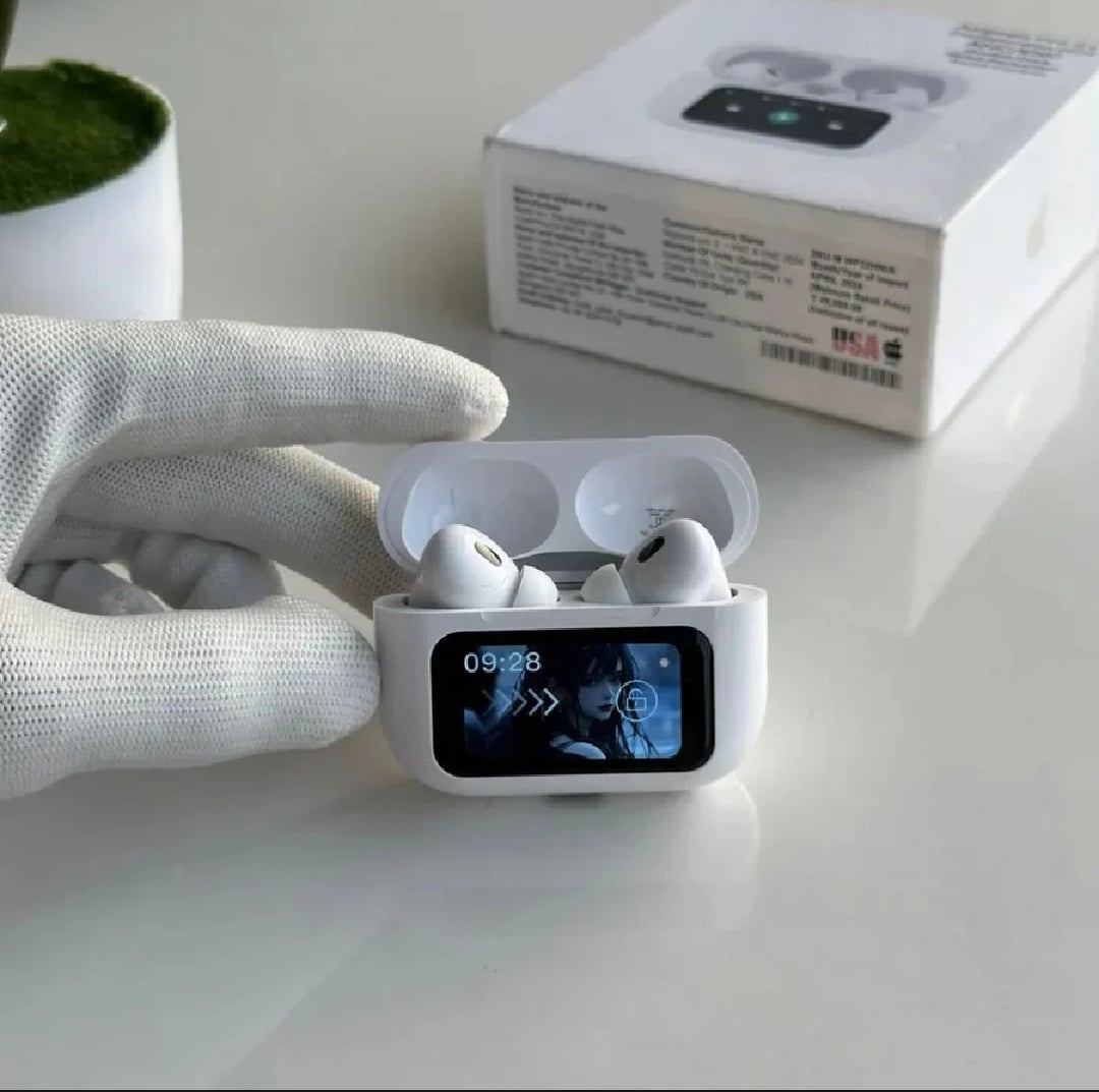 Picture of Airpods Pro 2nd Generation With Touch Screen Display 100% ANC/ENC Double Dark Noise Reduction A9 Bluetooth Headphone - White