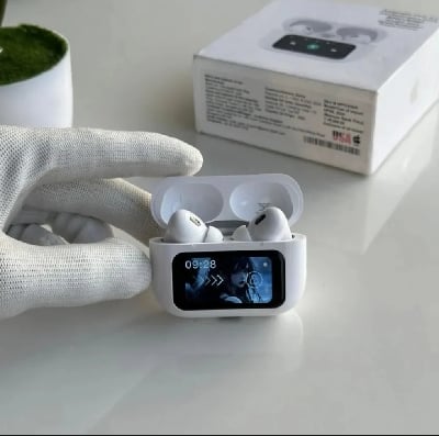 Picture of Airpods Pro 2nd Generation With Touch Screen Display 100% ANC/ENC Double Dark Noise Reduction A9 Bluetooth Headphone - White