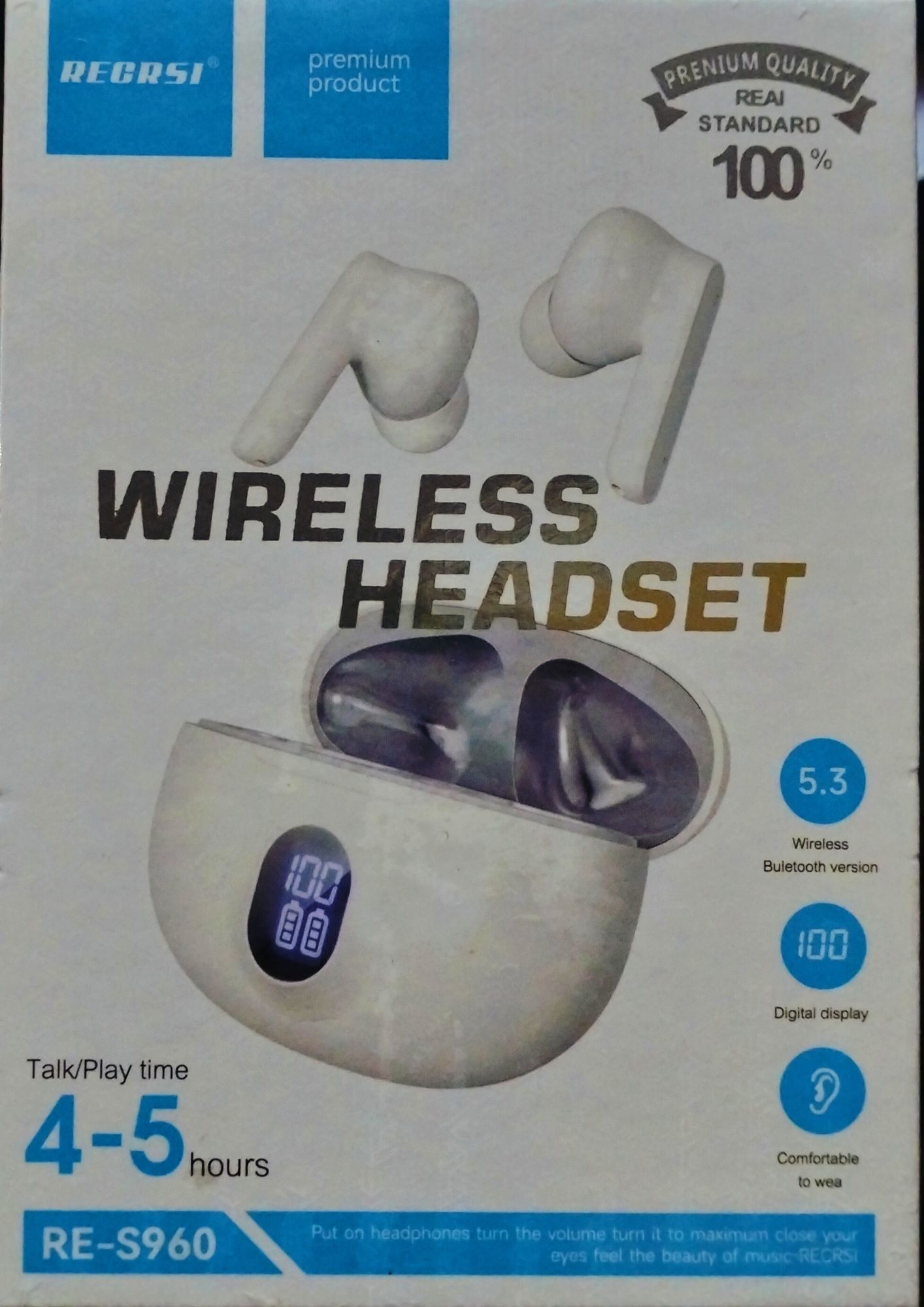 Picture of RECRSI RE-S960 Wireless headset Digital Display - Multicolor - White
