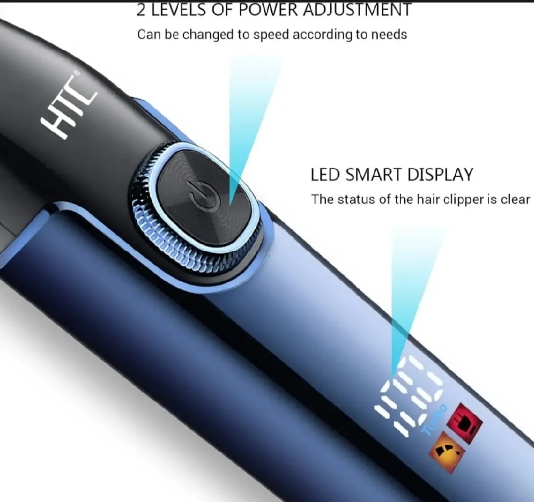 Picture of HTC AT-588 Professional T-blade Zero Cutting For Barber And Home Use Lithium Battery LED Display Two Speeds Control Hair Clipper For Hair Cutting