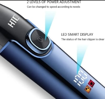 Picture of HTC AT-588 Professional T-blade Zero Cutting For Barber And Home Use Lithium Battery LED Display Two Speeds Control Hair Clipper For Hair Cutting