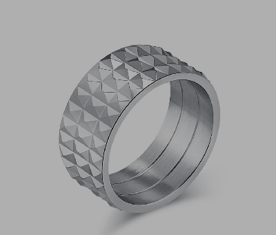 Picture of Exaggerated Diamond-shaped Stainless Steel Non-gender Unisex Personality Titanium 10mm Black/Golden/Silver Wide Ring Fashion Jewelry