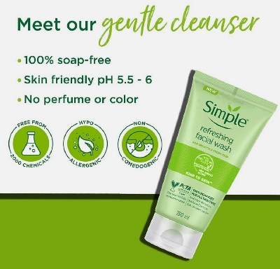 Picture of SIMPLE FACE WASH KIND TO SKIN REFRESHING GEL 150ML - Green