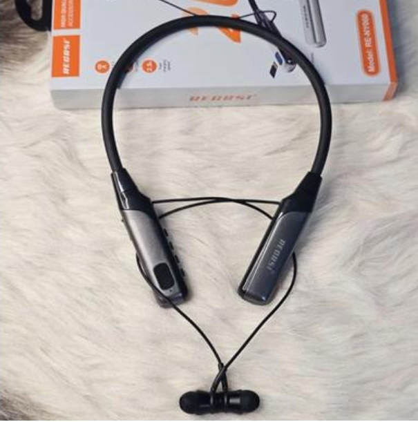 Picture of Recrsi RE-NY060 Wireless Neckband Bluetooth Earphones – 200H Backup, Fast Charging - Black