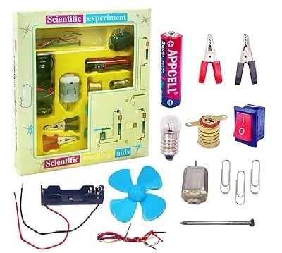 Picture of Scientific Experiment Kit - Scientific Kit for Kids, STEM Kit, Electric Circuit Kit for Students with Motor Fan Toy, DIY Science Kit for Students, Science Experiment Kit - Multicolor