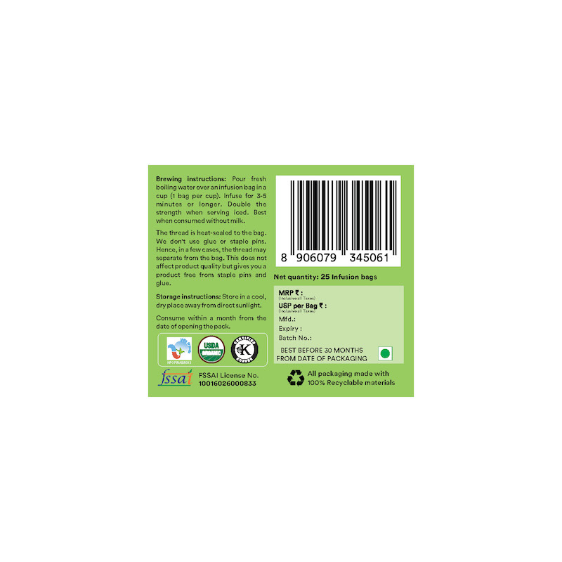 Picture of tulsi lemon ginger green tea - 25tea bags