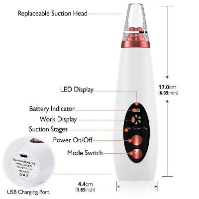 Picture of Blackhead Remover Facial Pore Vacuum Cleaner Electric Skin Care Pimple Extractor Cleaning Air Suction Machine Blackhead Remover Tool for Women and Men