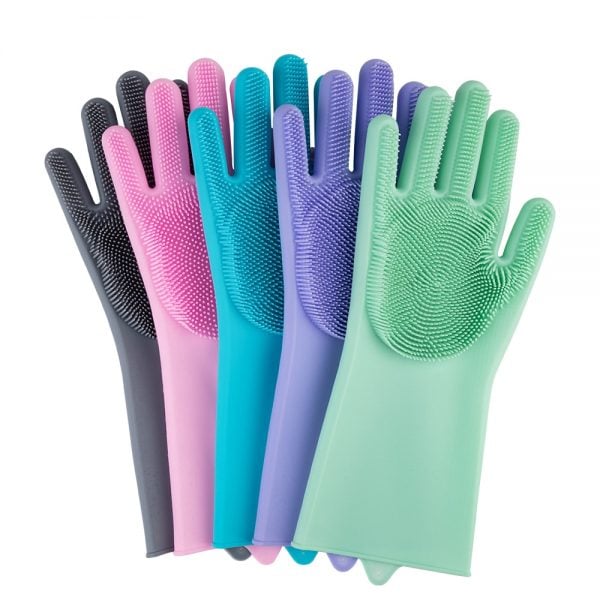 Picture of High Quality Silicone Dish Washing Kitchen Hand Gloves Kitchen Cleaner - 2 Pcs