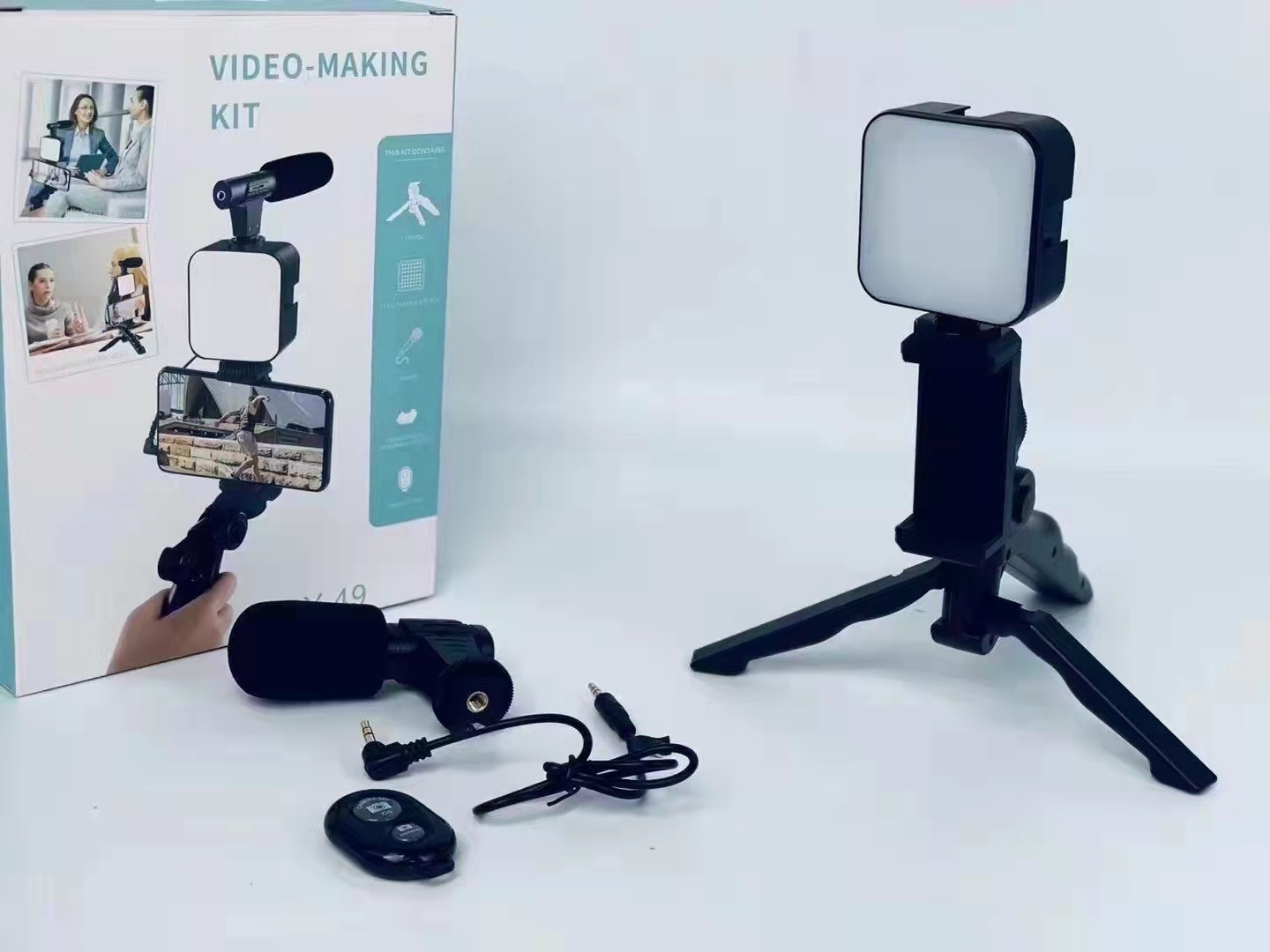 Picture of Remote Control Vlogging Video Making Kits Microphone LED Fill Light Mini Tripod Video Kit
