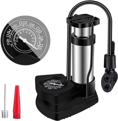 Picture of Bike Pump Portable Foot Pump Bike Floor Pump Mini Air Inflator High Pressure Bike Pump Household Pump MTB Bicycle Pump Bike Accessories - Black