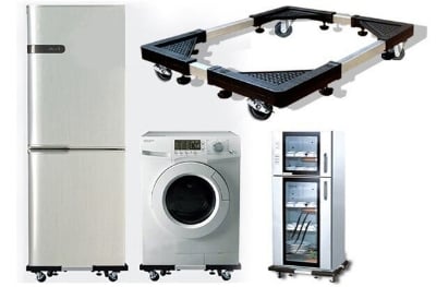 Picture of Washing Machine & Refrigerator Movable Base Moving Tool Fridge Stand - Black