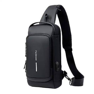 Picture of Multifunction Patent Leather Chest Bag Waterproof Men Crossbody Bag Anti-Theft Travel Shoulder Bags Men Travel Backpack