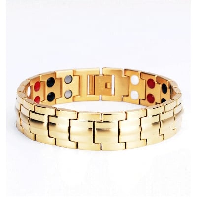 Picture of Stainless Steel Energy Health Magnetic Bracelet - Gold - L