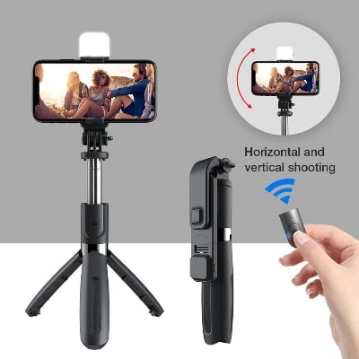 Picture of P20S Selfie Stick Foldable Mini Tripod with Fill Light - Black