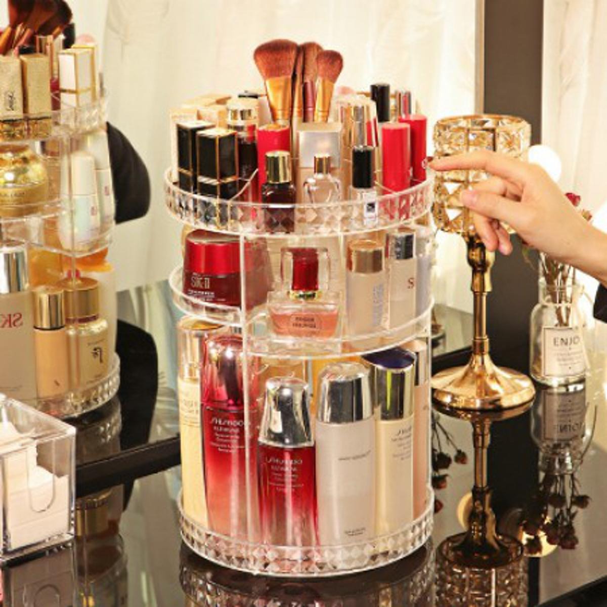 Picture of Cosmetics Organizer 360 Degree Diamond Rotatable Cosmetics Storage Box