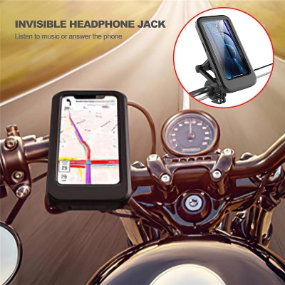 Picture of Adjustable Waterproof Motorcycle Bike Phone Holder Case stand motor bicycle Phone Holder - Black