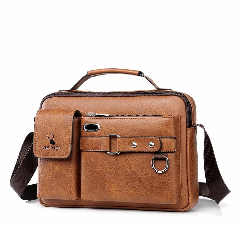Picture of Men's PU Leather Shoulder Bag Fashion Male Messenger Crossbody Bag Men Business Travel Handbag Boy Phone Bag