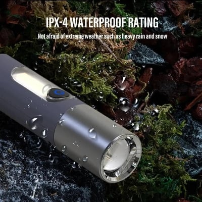 Picture of High Quality USB Rechargeable Torch Light Multifunctional LED Flashlight - Green