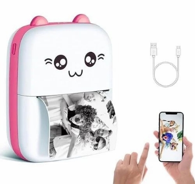 Picture of Mini Thermal Printer Wireless Bluetooth Photo Printer POS Pocket Mobile Sticker Printer Wireless Bluetooth Thermal Printing Portable Mini Printer Mini Pocket Printer - Multicolor