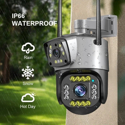Picture of 4G Sim Support Dual Lens Speed Camera Outdoor Two Way Audio CCTV Home Security IP Camera Video Dome Camera V380 PRO Outdoor Waterproof, Auto Tracking, Color Night Vision Sim Support Duel Lens Waterproof IP Camera